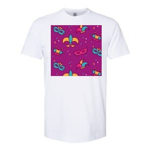 Mardi Gras Colorful Celebration Pattern Softstyle CVC T-Shirt