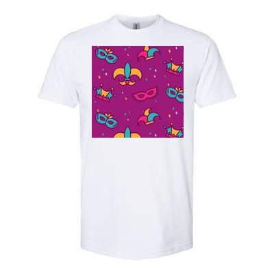 Mardi Gras Colorful Celebration Pattern Softstyle® CVC T-Shirt