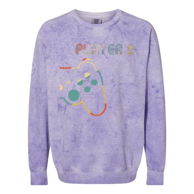 Matching Gamer Couple Player 1 Player 2 Cute Colorblast Crewneck Sweatshirt