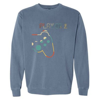 Matching Gamer Couple Player 1 Player 2 Cute Garment-Dyed Sweatshirt