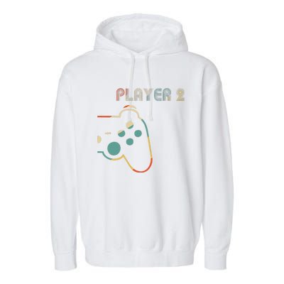 Matching Gamer Couple Player 1 Player 2 Cute Garment-Dyed Fleece Hoodie