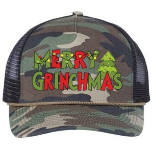 Merry Grinchmas Christmas Holiday Xmas Funny Matching Family Retro Rope Trucker Hat Cap