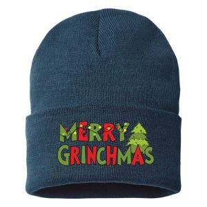 Merry Grinchmas Christmas Holiday Xmas Funny Matching Family Sustainable Knit Beanie