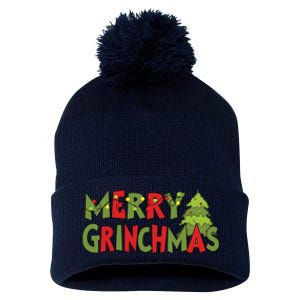 Merry Grinchmas Christmas Holiday Xmas Funny Matching Family Pom Pom 12in Knit Beanie