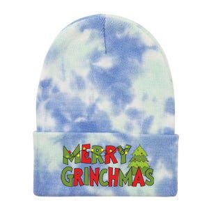 Merry Grinchmas Christmas Holiday Xmas Funny Matching Family Tie Dye 12in Knit Beanie