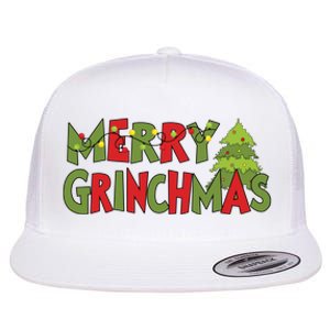 Merry Grinchmas Christmas Holiday Xmas Funny Matching Family Flat Bill Trucker Hat