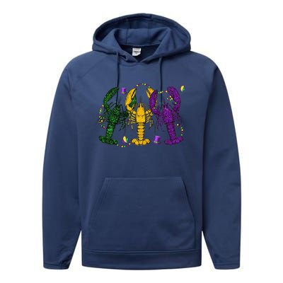 Mardi Gras Crawfish Happy Mardi Gras 2024 Matching Party Performance Fleece Hoodie