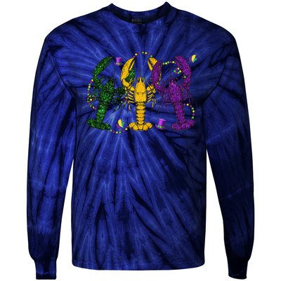 Mardi Gras Crawfish Happy Mardi Gras 2024 Matching Party Tie-Dye Long Sleeve Shirt