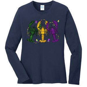 Mardi Gras Crawfish Happy Mardi Gras 2024 Matching Party Ladies Long Sleeve Shirt