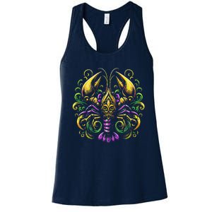 Mardi Gras Crawfish Jester Hat Bead New Orleans Women's Racerback Tank