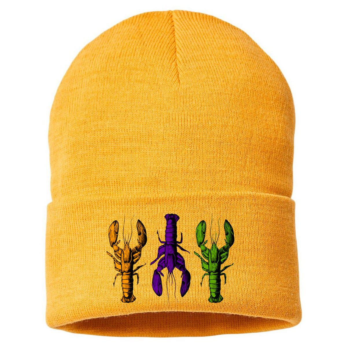Mardi Gras Cajun Crawfish Happy Mardi Gras Sustainable Knit Beanie