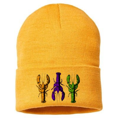 Mardi Gras Cajun Crawfish Happy Mardi Gras Sustainable Knit Beanie