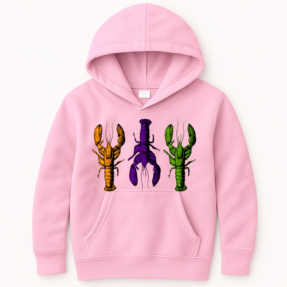 Mardi Gras Cajun Crawfish Happy Mardi Gras Kids Hoodie