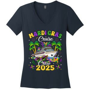 Mardi Gras Cruise Crew 2025 Trip New Orleans Family Matching Women's V-Neck T-Shirt