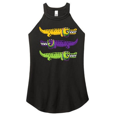 Mardi Gras Crocodile Alligator beads New Orleans Louisiana Women’s Perfect Tri Rocker Tank