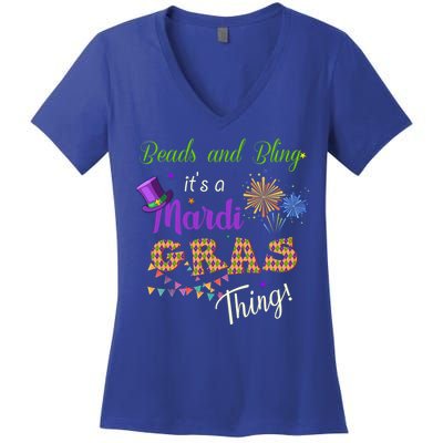 Mardi Gras Costume Beads And Bling Its A Mardi Gras Thing Gift Women's V-Neck T-Shirt