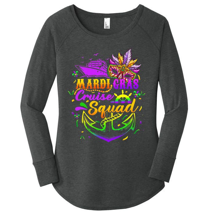 Mardi Gras Cruise Squad 2024 Matching Group Family Vacation Women's Perfect Tri Tunic Long Sleeve Shirt