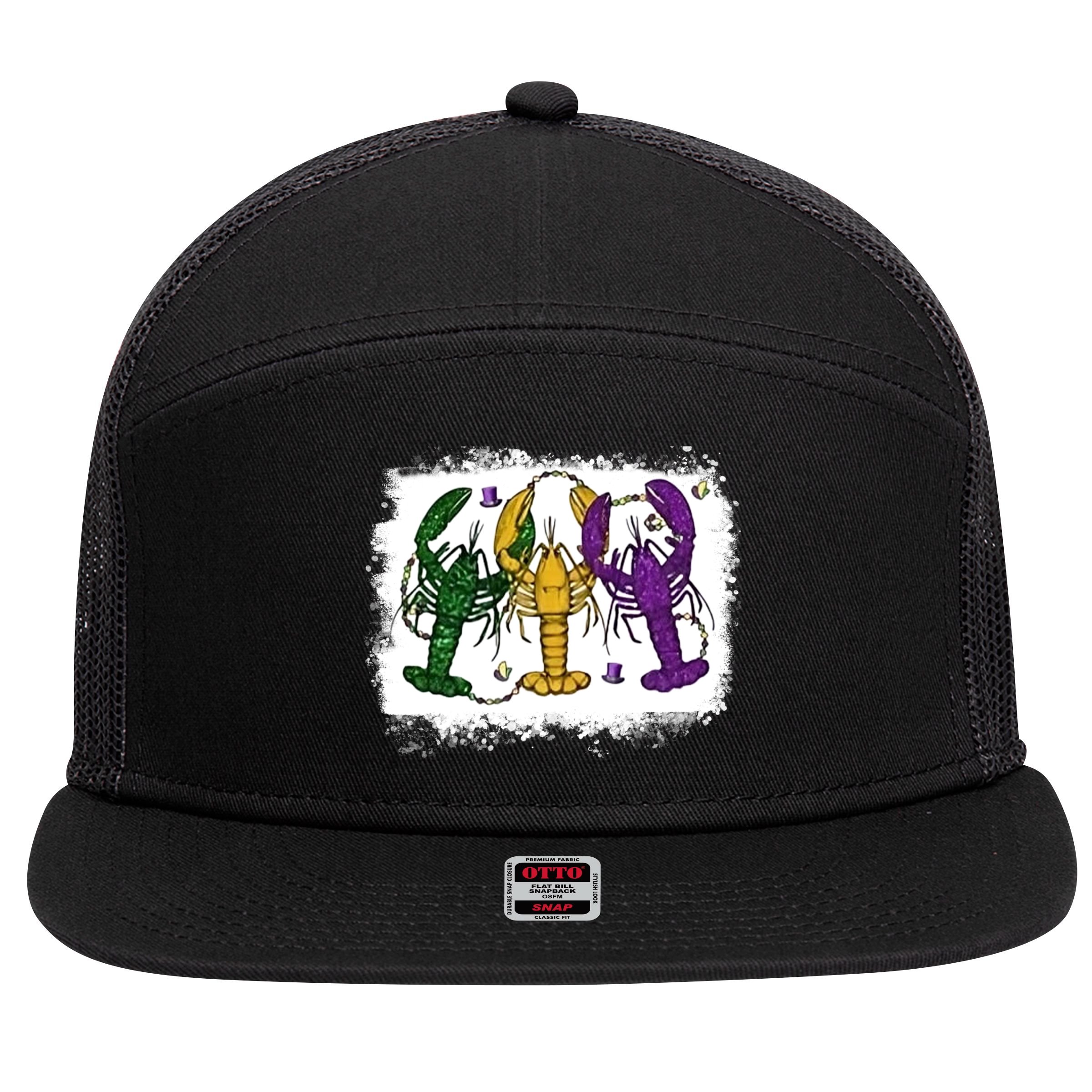 Mardi Gras Crawfish Happy Mardi Gras Matching Carnival Party Gift 7 Panel Mesh Trucker Snapback Hat