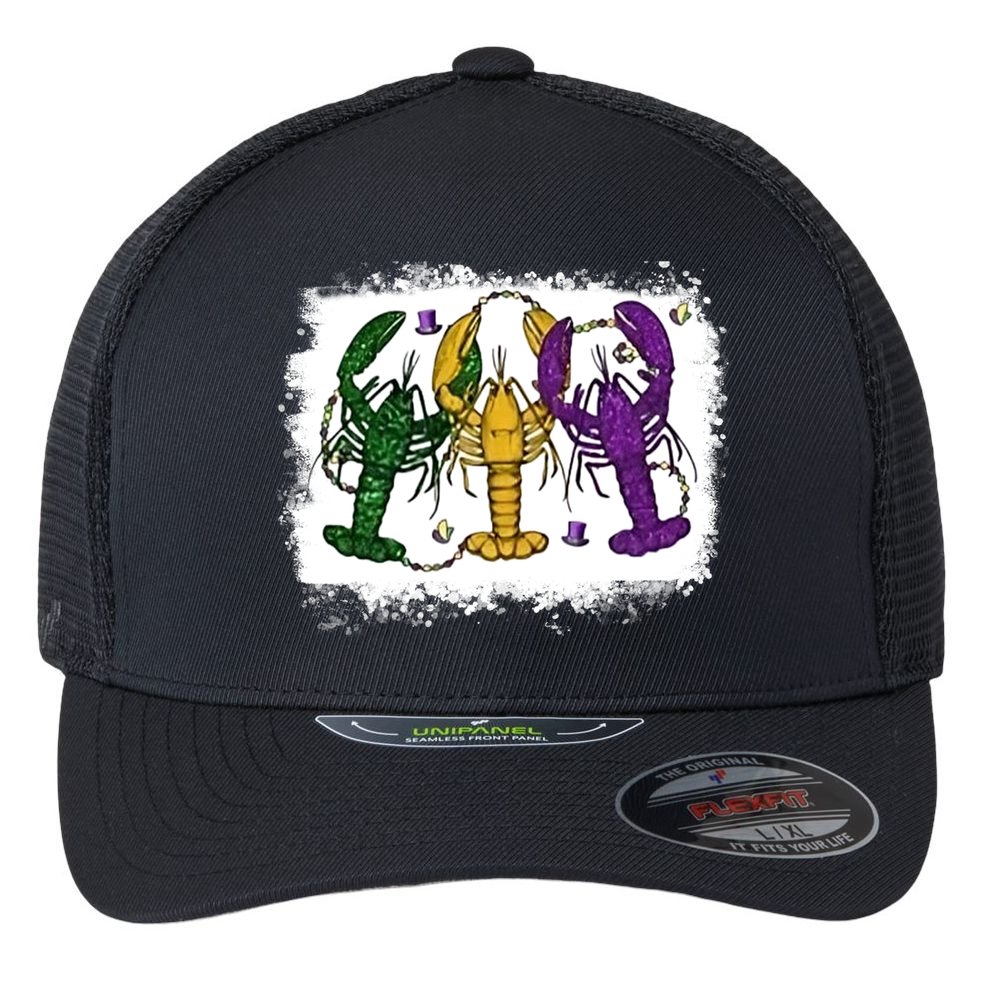 Mardi Gras Crawfish Happy Mardi Gras Matching Carnival Party Gift Flexfit Unipanel Trucker Cap