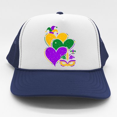 Mardi Gras Cute Hearts Vintage Trucker Hat