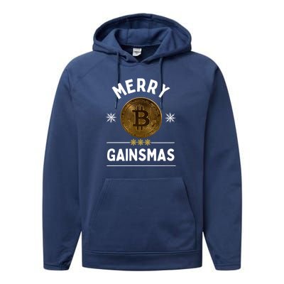 Merry Gainsmas Christmas Bitcoin Performance Fleece Hoodie