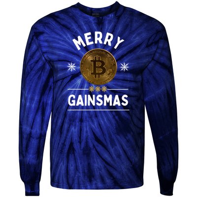 Merry Gainsmas Christmas Bitcoin Tie-Dye Long Sleeve Shirt