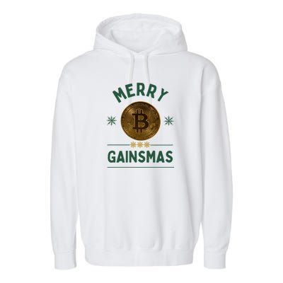 Merry Gainsmas Christmas Bitcoin Garment-Dyed Fleece Hoodie