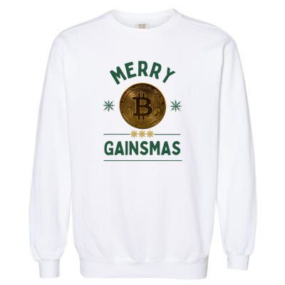 Merry Gainsmas Christmas Bitcoin Garment-Dyed Sweatshirt