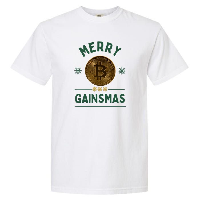 Merry Gainsmas Christmas Bitcoin Garment-Dyed Heavyweight T-Shirt