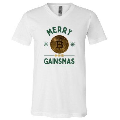 Merry Gainsmas Christmas Bitcoin V-Neck T-Shirt