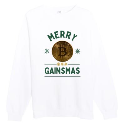 Merry Gainsmas Christmas Bitcoin Premium Crewneck Sweatshirt