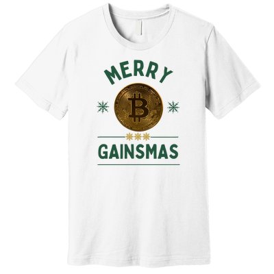 Merry Gainsmas Christmas Bitcoin Premium T-Shirt