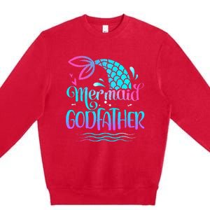 Mermaid Godfather Cute Mermaid Birthday Family Matching Premium Crewneck Sweatshirt