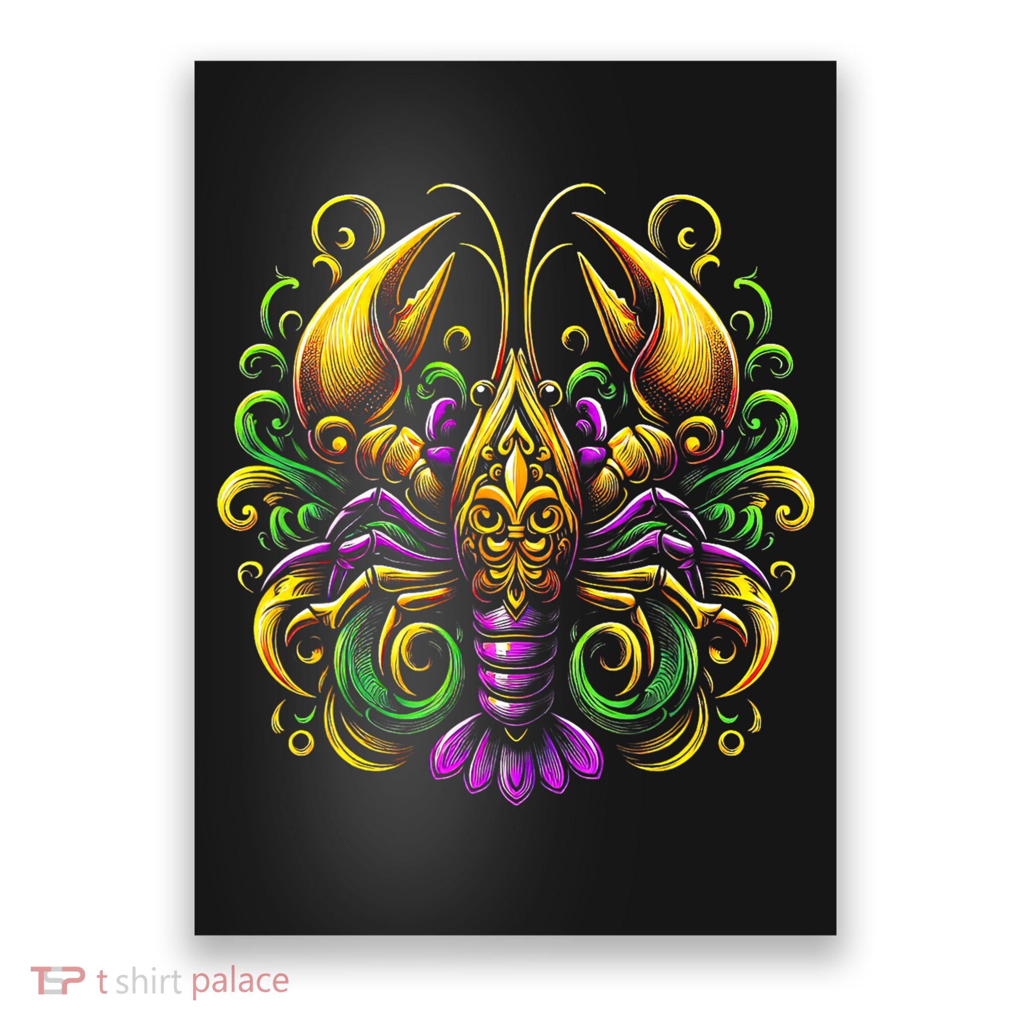 Mardi Gras Crawfish Jester Hat Bead New Orleans Poster