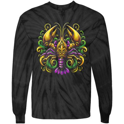 Mardi Gras Crawfish Jester Hat Bead New Orleans Tie-Dye Long Sleeve Shirt