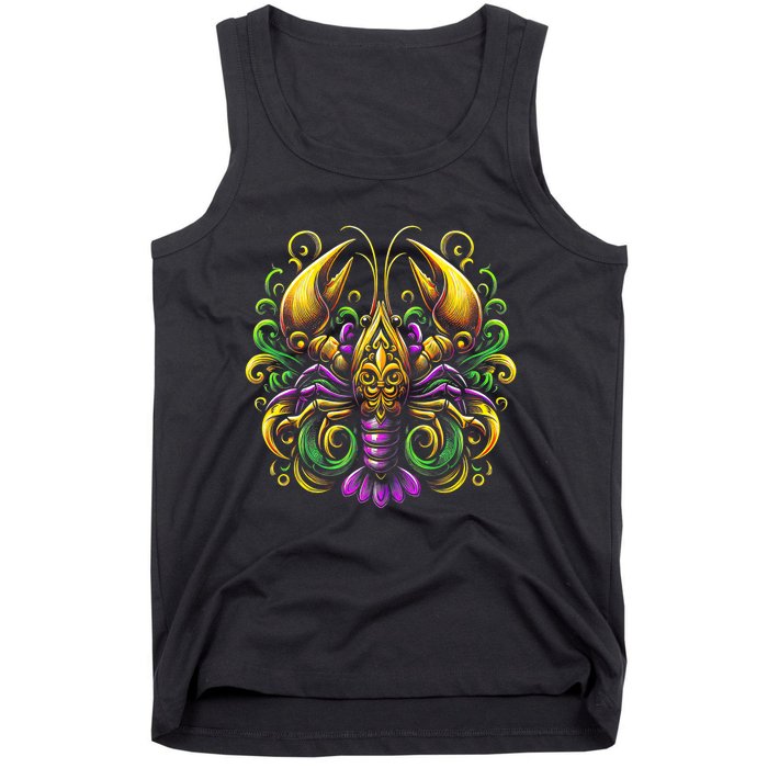 Mardi Gras Crawfish Jester Hat Bead New Orleans Tank Top