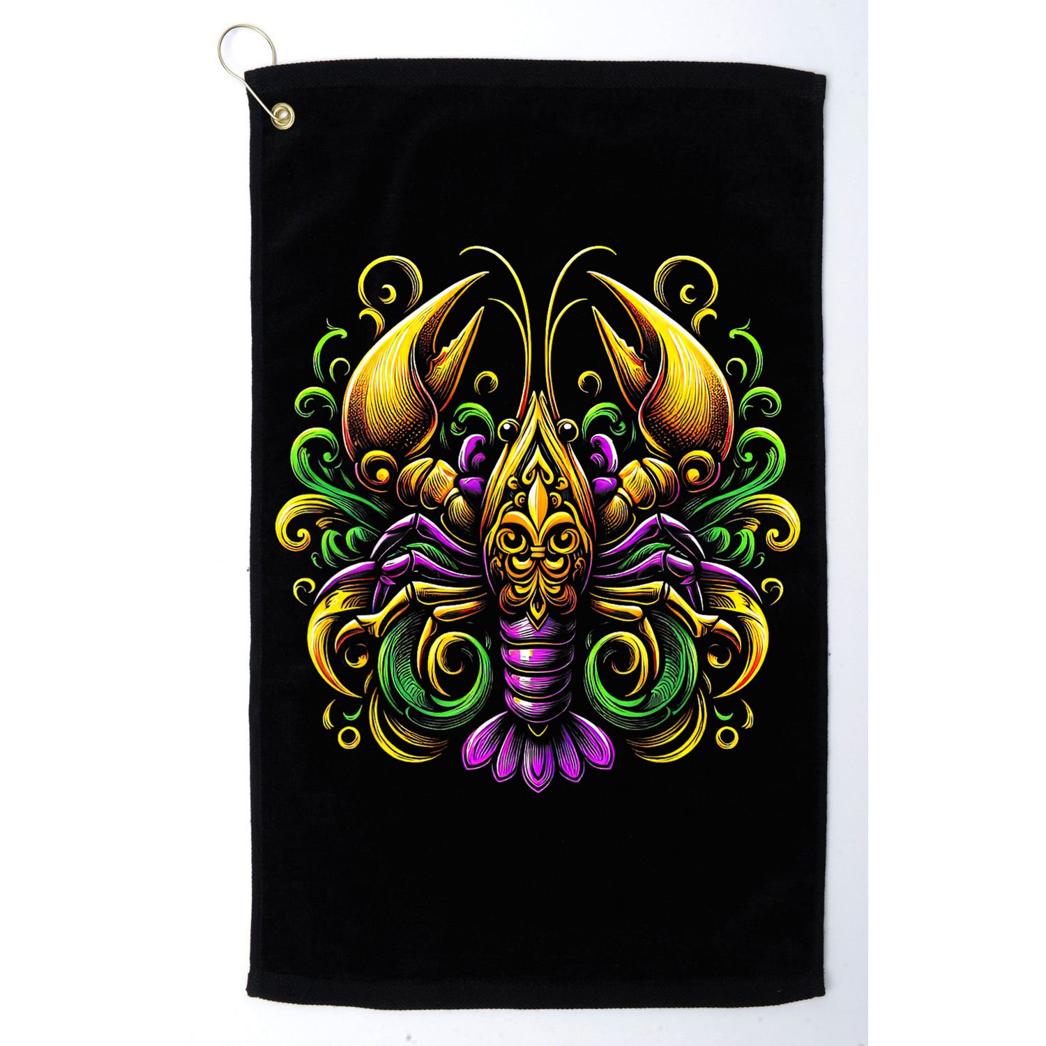 Mardi Gras Crawfish Jester Hat Bead New Orleans Golf Towel