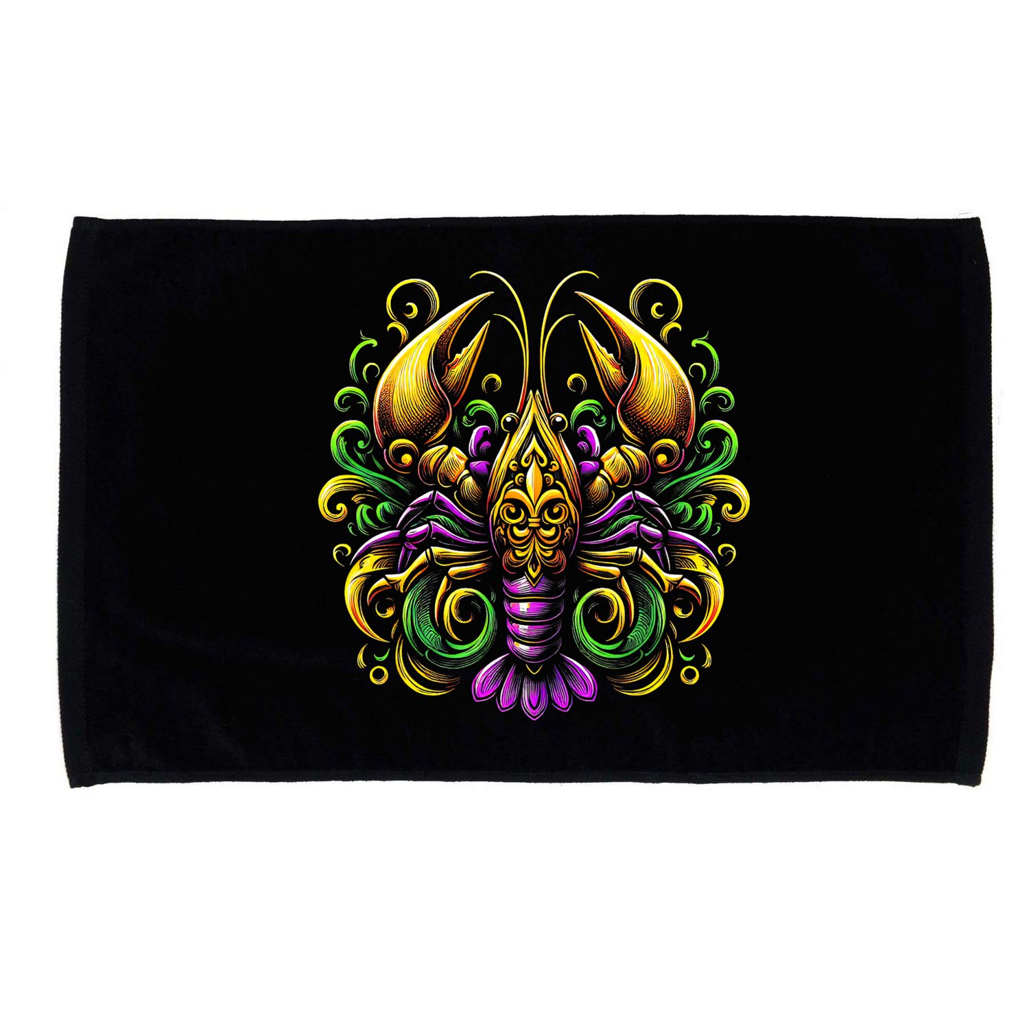 Mardi Gras Crawfish Jester Hat Bead New Orleans Microfiber Hand Towel