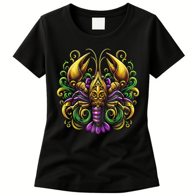 Mardi Gras Crawfish Jester Hat Bead New Orleans Womens T-Shirt