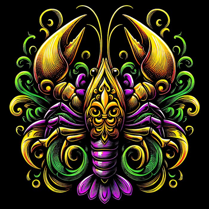 Mardi Gras Crawfish Jester Hat Bead New Orleans Womens T-Shirt