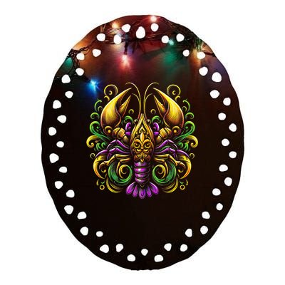 Mardi Gras Crawfish Jester Hat Bead New Orleans Ceramic Oval Ornament