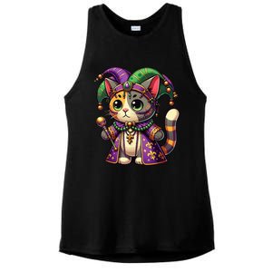 Mardi Gras Cat Extravaganza Ladies PosiCharge Tri-Blend Wicking Tank