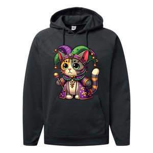 Mardi Gras Cat Extravaganza Performance Fleece Hoodie