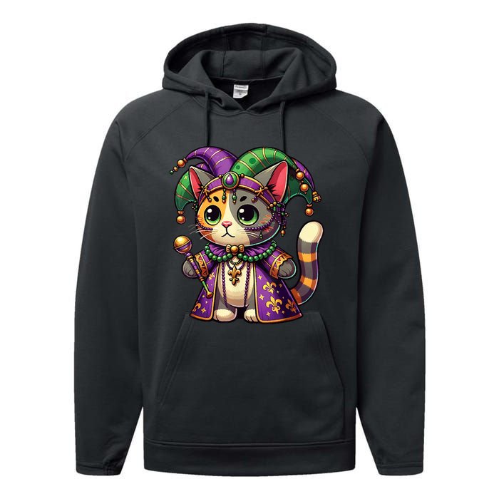 Mardi Gras Cat Extravaganza Performance Fleece Hoodie