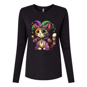 Mardi Gras Cat Extravaganza Womens Cotton Relaxed Long Sleeve T-Shirt