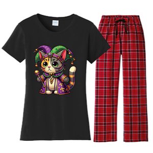 Mardi Gras Cat Extravaganza Women's Flannel Pajama Set