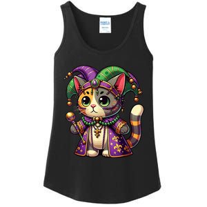 Mardi Gras Cat Extravaganza Ladies Essential Tank