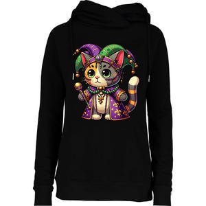 Mardi Gras Cat Extravaganza Womens Funnel Neck Pullover Hood