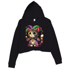 Mardi Gras Cat Extravaganza Crop Fleece Hoodie