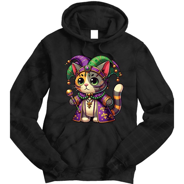 Mardi Gras Cat Extravaganza Tie Dye Hoodie